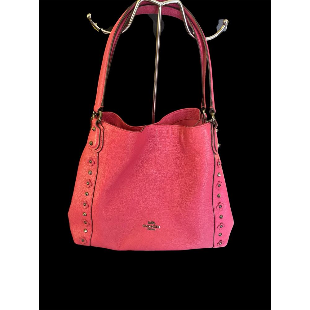 Coach Eddie 31 Shoulder Bag w/Tea Rose Riverts Hot Pink Pebble Leather